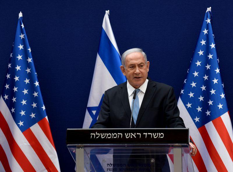 © Reuters. Senior U.S. Presidential Adviser Jared Kushner and Israeli Prime Minister Benjamin Netanyahu make joint statements  in Jerusalem