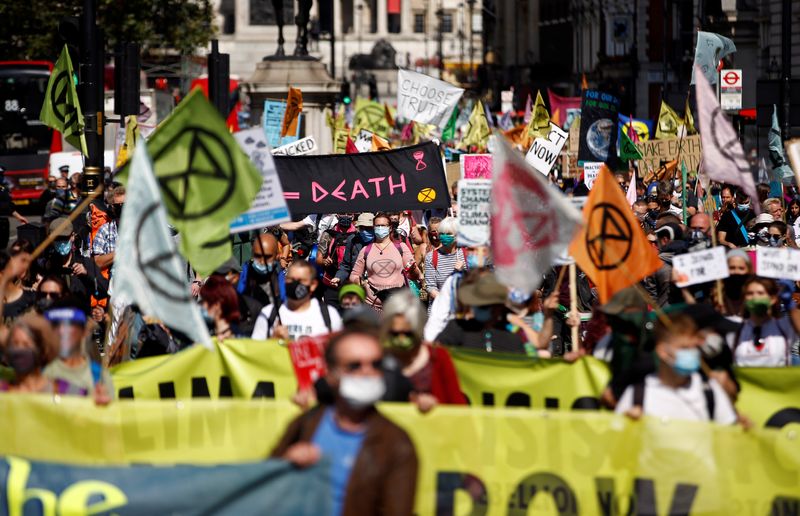 &copy; Reuters. Extinction Rebellion climate activists protest in London