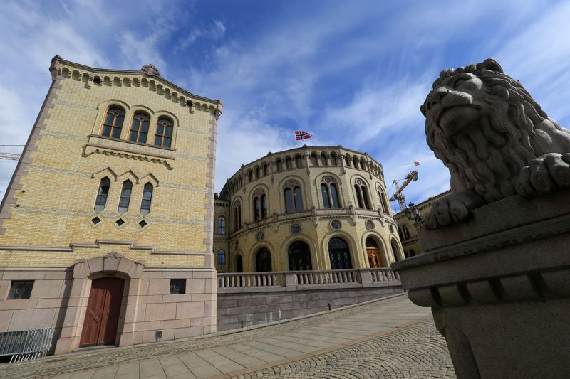 © Reuters. Norwegian Parliament house is seen in Oslo