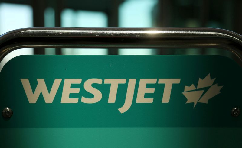 &copy; Reuters. FILE PHOTO: WestJet airline signage is pictured at Vancouver&apos;s international airport in Richmond,