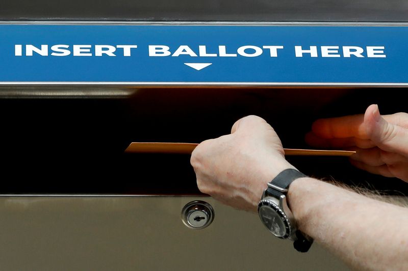 &copy; Reuters. FILE PHOTO: New York State and City legislators rally for legislation to allow absentee ballot drop box locations across the state in New York