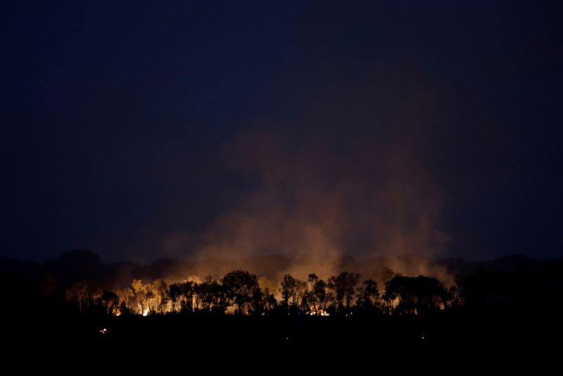 &copy; Reuters. FOTO DE ARCHIVO: Un tramo de la selva amazónica se incendia mientras madereros y agricultores talan cerca de Humaita, en el estado de Amazonas, Brasil. 26 de agosto de 2020.