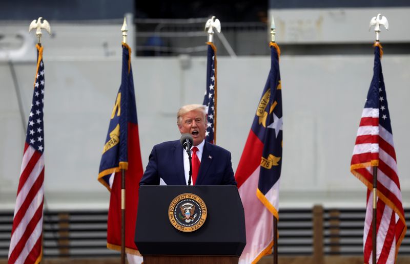 &copy; Reuters. U.S. President Trump delivers speech at the USS Battleship North Carolina in Wilmington, North Carolina