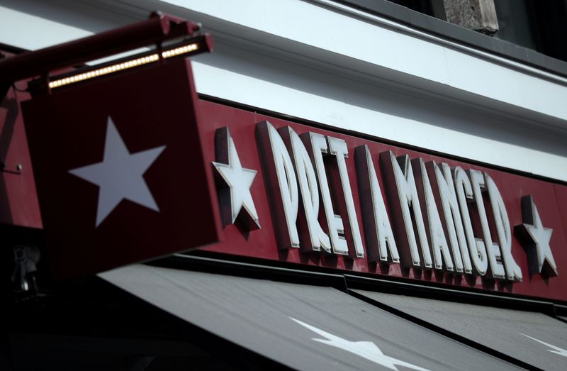 &copy; Reuters. FILE PHOTO: Signage is seen outside of a Pret a Manger in London