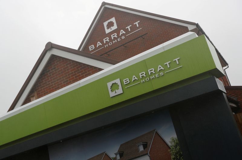 &copy; Reuters. FILE PHOTO: Barrett branding is seen on a building at a Barratt housing development near Haywards Heath