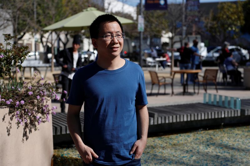 © Reuters. Zhang Yiming, founder and global CEO of ByteDance, poses in Palo Alto, California