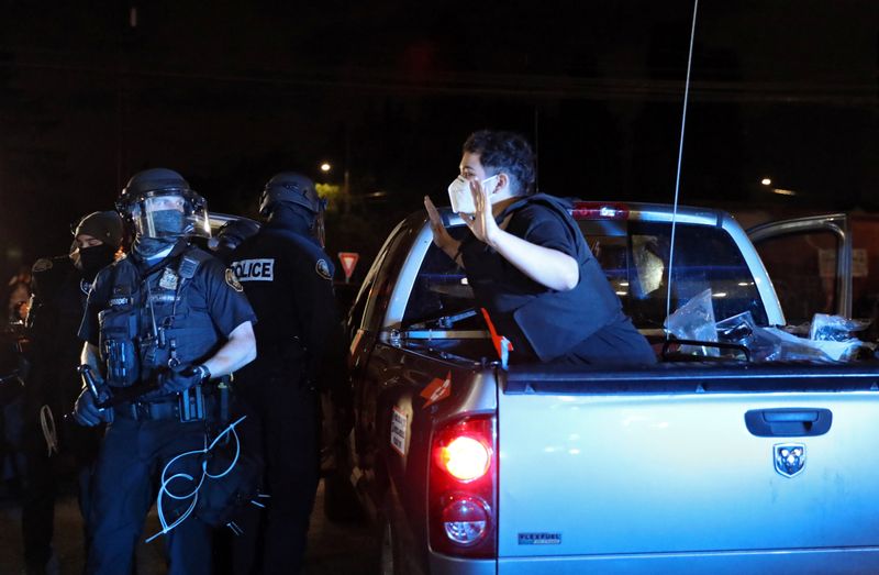 &copy; Reuters. Demonstration against police violence and systemic inequality in Portland