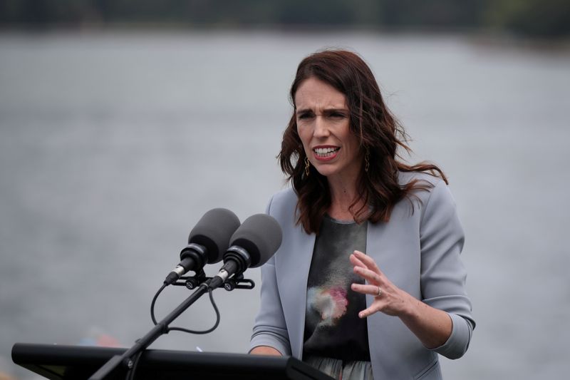 &copy; Reuters. FILE PHOTO: New Zealand Prime Minister Ardern speaks during a joint press conference at Admiralty House in Sydney