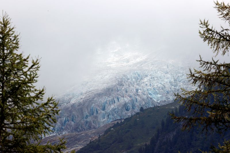 &copy; Reuters. Protest against climate change at Trient Glacier