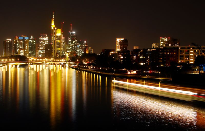 &copy; Reuters. The skyline with its financial district is photographed on early evening in Frankfurt