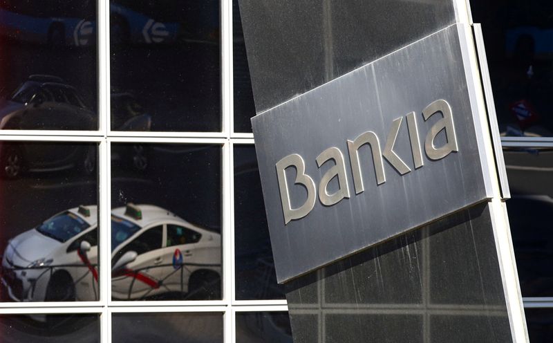&copy; Reuters. FILE PHOTO: A logo of Bankia bank is pictured outside its headquarters in Madrid
