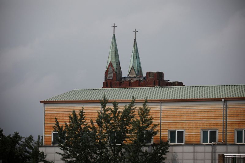 &copy; Reuters. The Sarang Jeil Church, which has become a new cluster of coronavirus disease (COVID-19) infections, is seen in Seoul