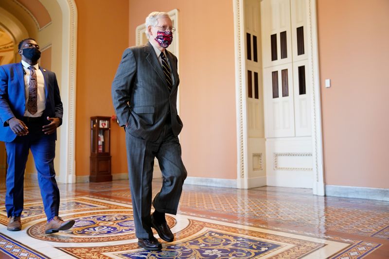 &copy; Reuters. Senate Majority Leader McConnell walks to his office in the U.S. Capitol in Washington