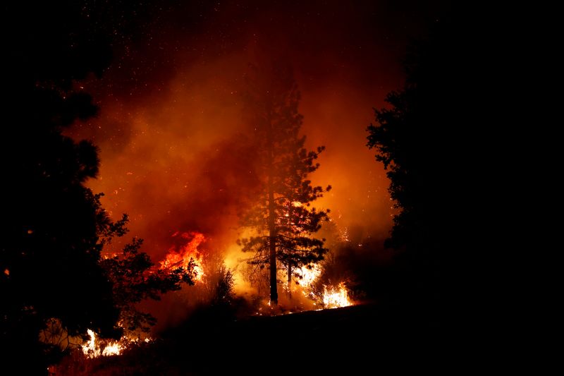 © Reuters. Creek Fire rages in Tollhouse