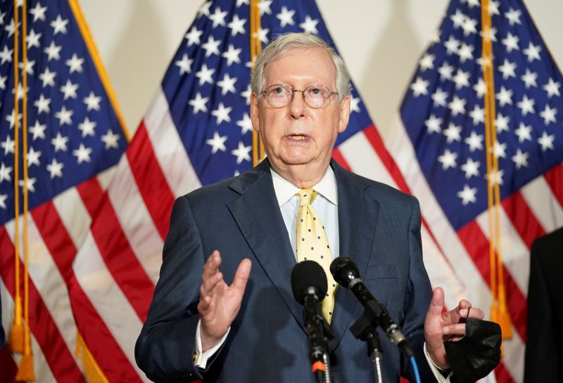 &copy; Reuters. Mitch McConnell speaks at the U.S. Capitol in Washington