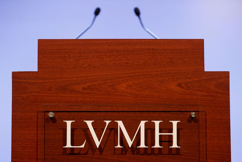 &copy; Reuters. FILE PHOTO: A LVMH luxury group logo is seen prior to the announcement of their 2019 results in Paris