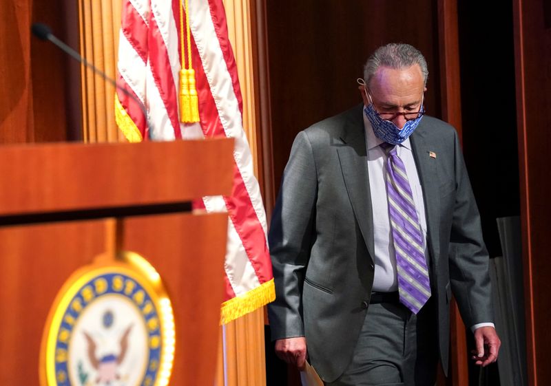 &copy; Reuters. Schumer speaks the U.S. Capitol in Washington