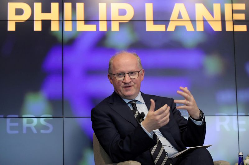 &copy; Reuters. FILE PHOTO: European Central Bank Chief Economist Philip Lane speaks during a Reuters Newsmaker event in New York