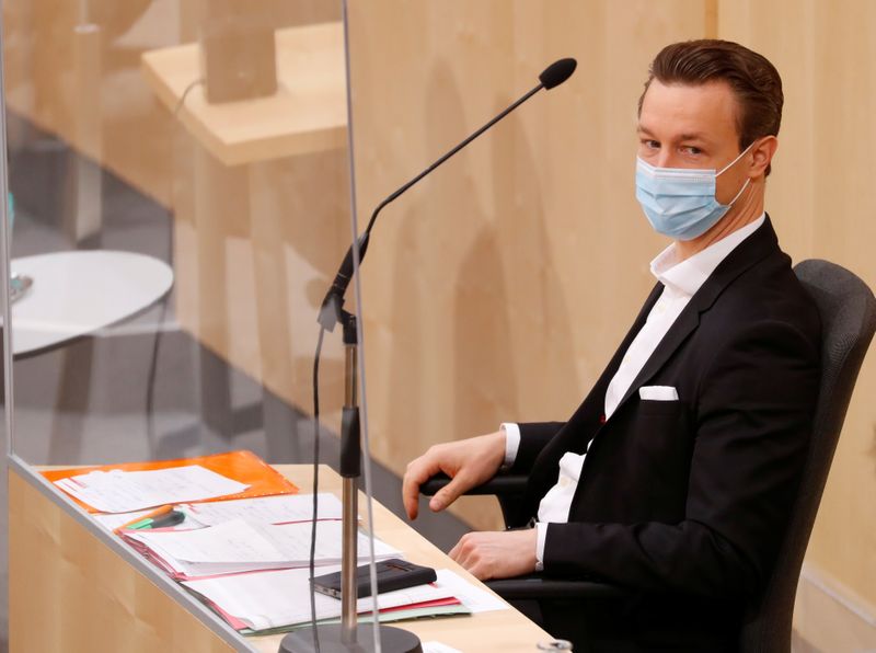 &copy; Reuters. Austrian Finance Minister Bluemel waits for the start of a session of the Parliament in Vienna