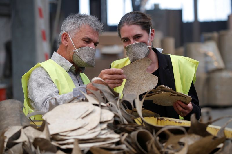 © Reuters. French company Geochanvre makes compostable face masks from hemp