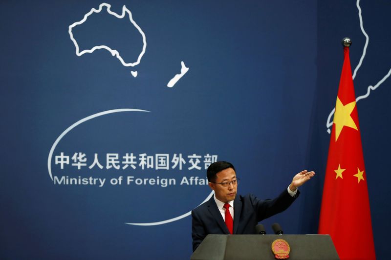 &copy; Reuters. Chinese Foreign Ministry spokesman Zhao Lijian attends a news conference in Beijing, China