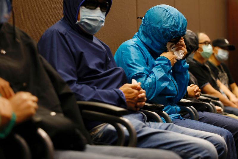 © Reuters. Family members of twelve Hong Kong activists hold a news conference to seek help in Hong Kong