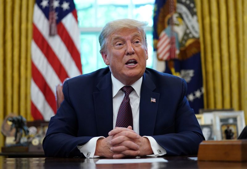 &copy; Reuters. U.S. President Trump announces Bahrain agreement at the White House in Washington