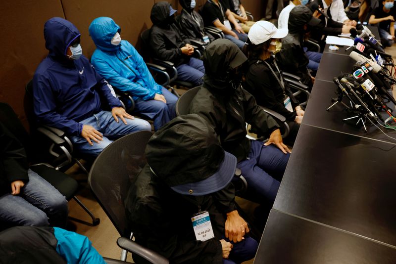 © Reuters. Family members of twelve Hong Kong activists hold a news conference to seek help in Hong Kong