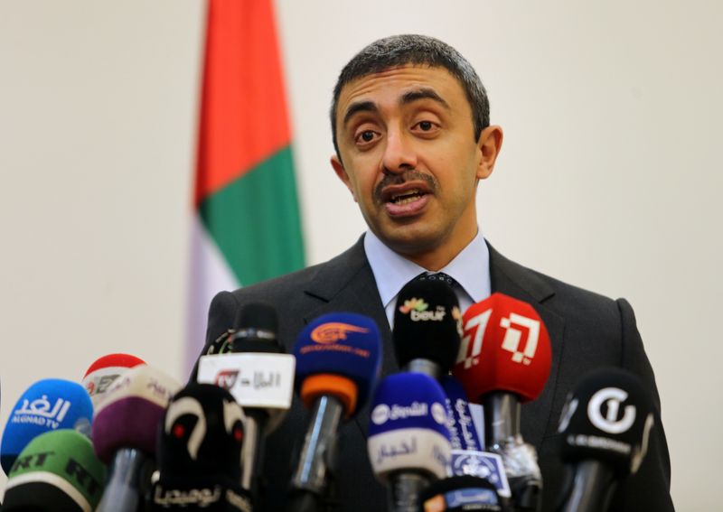 &copy; Reuters. وكالة: وصول الشيخ عبد الله وزير خارجية الإمارات لواشنطن للمشاركة في التوقيع على اتفاق التطبيع مع إسرائيل