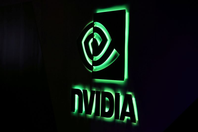 © Reuters. FILE PHOTO: NVIDIA logo shown at SIGGRAPH 2017