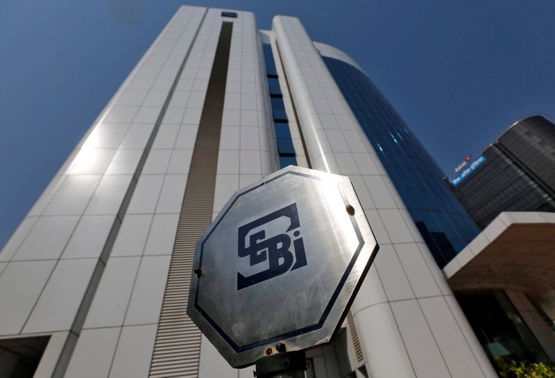 © Reuters. The logo of the Securities and Exchange Board of India (SEBI) is pictured on the premises of its headquarters in Mumbai