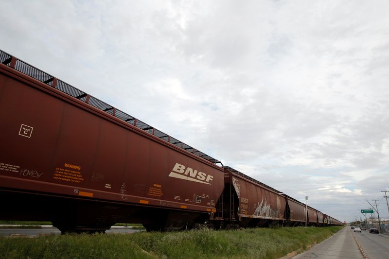 &copy; Reuters. A freight train of BNSF Railway Company is pictured in Ciudad Juarez