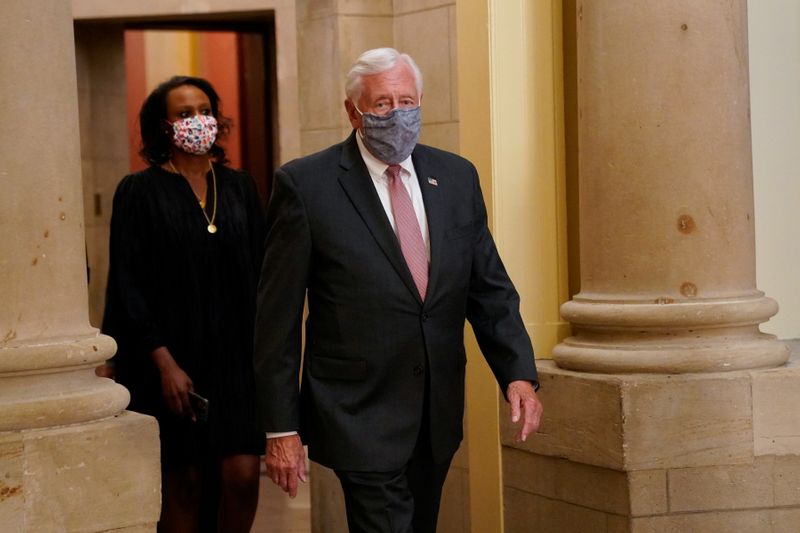 &copy; Reuters. House Majority Leader Steny Hoyer departs Speaker of the House Nancy Pelosi&apos;s office in the U.S. Capitol in Washington