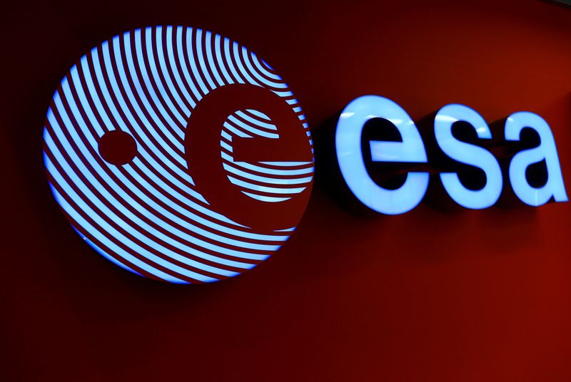 &copy; Reuters. FILE PHOTO: A logo of the European Space Agency (ESA) is pictured at their headquarters in Darmstadt