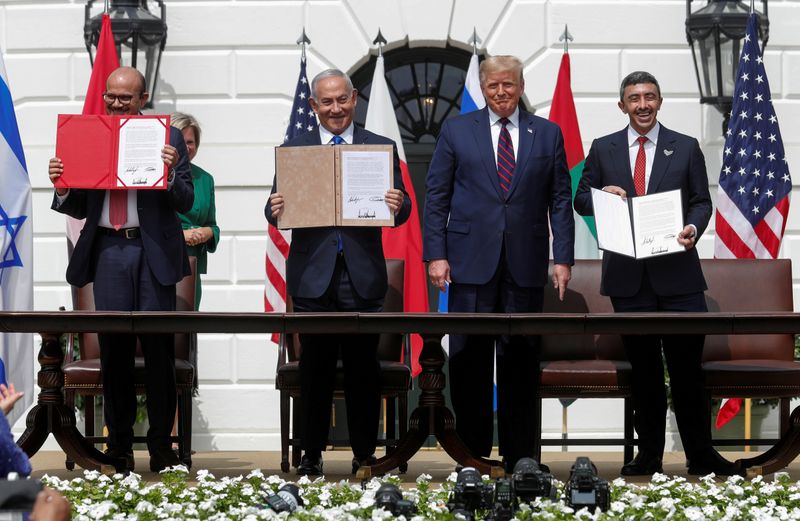 &copy; Reuters. Presidente dos EUA, Donald Trump, recebe líderes para assinatura de acordos na Casa Branca