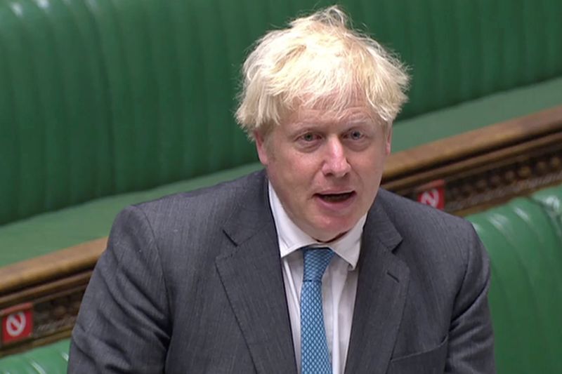 &copy; Reuters. Britain&apos;s Prime Minister Boris Johnson speaks during the weekly question time debate in Parliament in London