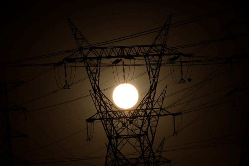 &copy; Reuters. Pylons of high-tension electricity power lines are seen during sunrise in Brasilia