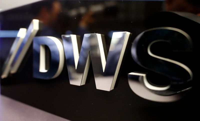 &copy; Reuters. Logo of Deutsche Bank&apos;s asset management unit DWS is pictured at the Frankfurt Stock Exchange