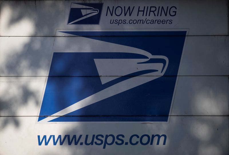 &copy; Reuters. The logo on the back of a United States Postal Service (USPS) truck is pictured in Pasadena