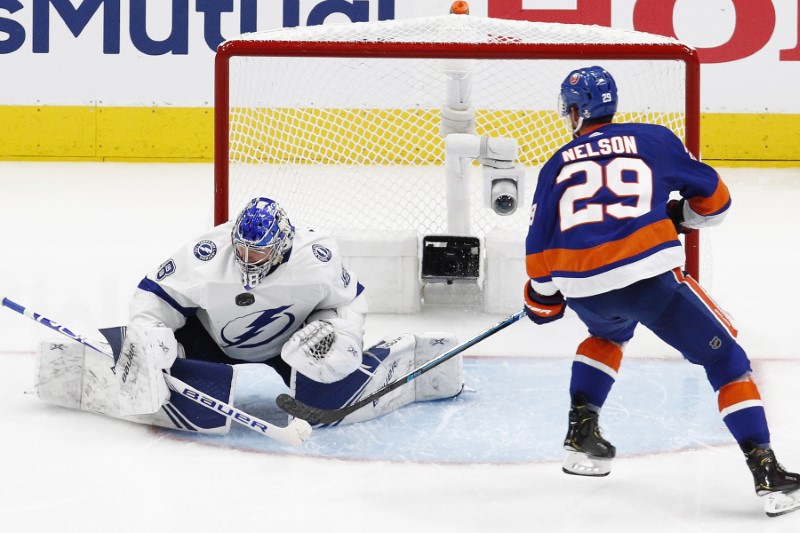 &copy; Reuters. NHL: Stanley Cup Playoffs-Tampa Bay Lightning at New York Islanders