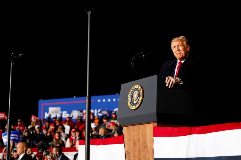 &copy; Reuters. Presidente dos EUA, Donald Trump, durante evento de campanha em Mosinee, no Wisconsin