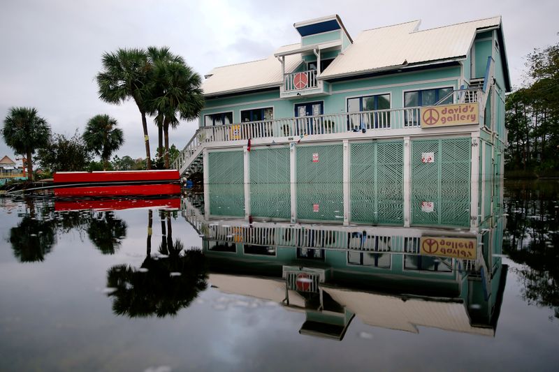 © Reuters. FILE PHOTO: A house surrounded by flood waters is pictured after Hurricane Sally in Gulf Shores