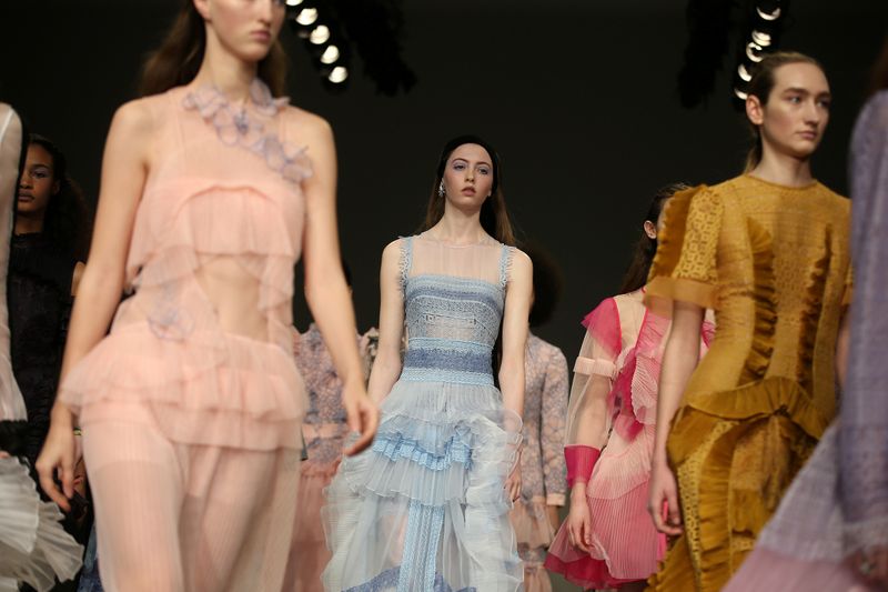 &copy; Reuters. Models present creations during the Bora Aksu show at London Fashion Week
