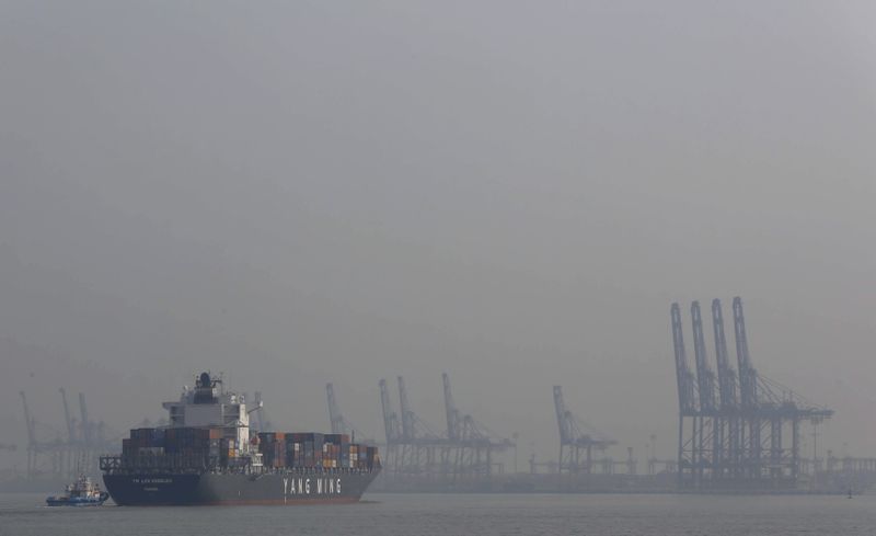 &copy; Reuters. A ship approaches the terminal at Port Klang, near Kuala Lumpur