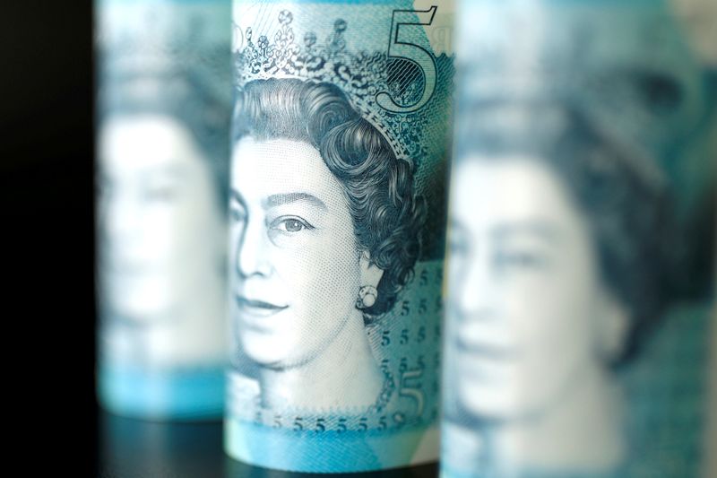&copy; Reuters. FILE PHOTO: British five pound banknotes are seen in this picture illustration