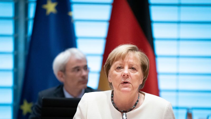 &copy; Reuters. Chanceler da Alemanha, Angela Merkel, durante reunião semanal do gabinete em Berlim