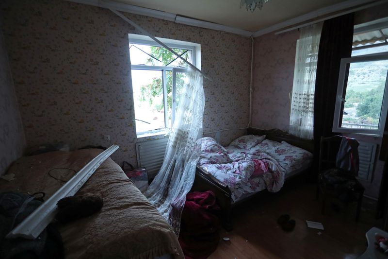 &copy; Reuters. An interior view shows a damaged house in Hadrut