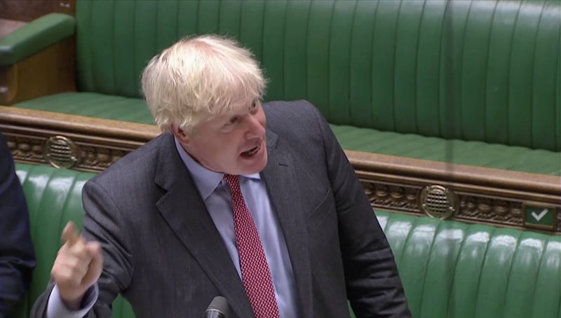 &copy; Reuters. Britain&apos;s PM Johnson attends the weekly question time debate in Parliament in London