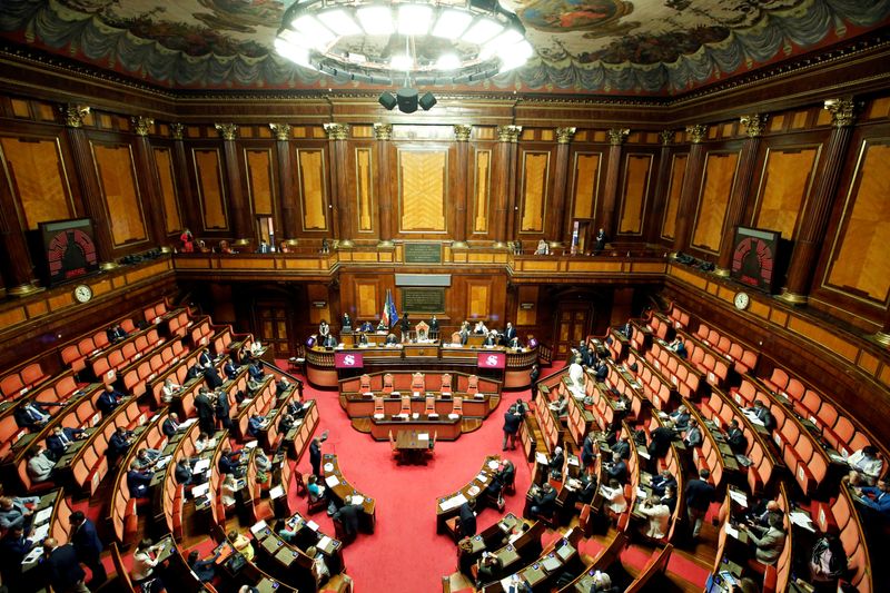 &copy; Reuters. FILE PHOTO: A general view of the Senate hall, in Rome