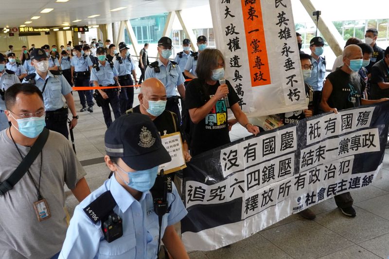 &copy; Reuters. إجراءات أمنية مشددة في هونج كونج قبل مسيرة احتجاجية محظورة